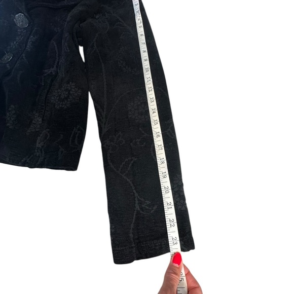 Vintage Velvet Jacket Black Floral Boho Artsy Cottagecore Dark Academia Medium - Picture 9 of 10